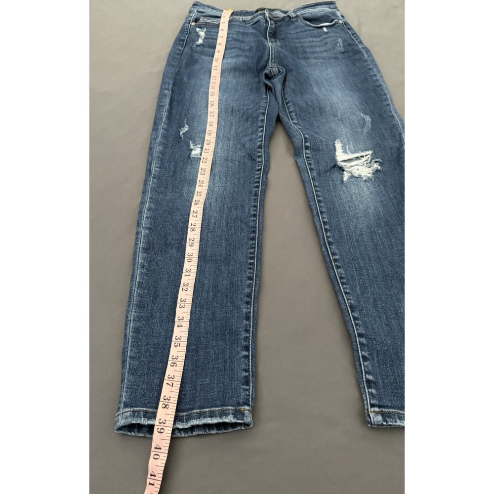Judy Blue Jeans Women's 9/29 Slim Fit High Rise Distressed Dark Wash Stretch - Picture 5 of 10